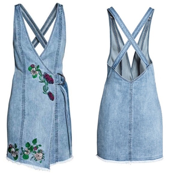 Coachella by H&M embroidered jean wrap dress - Picture 1 of 4